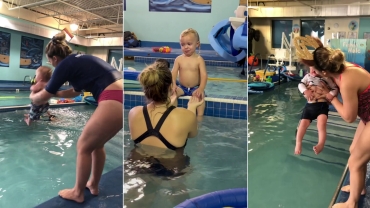 Water Baby Learns to Swim at Just a Few Months Old